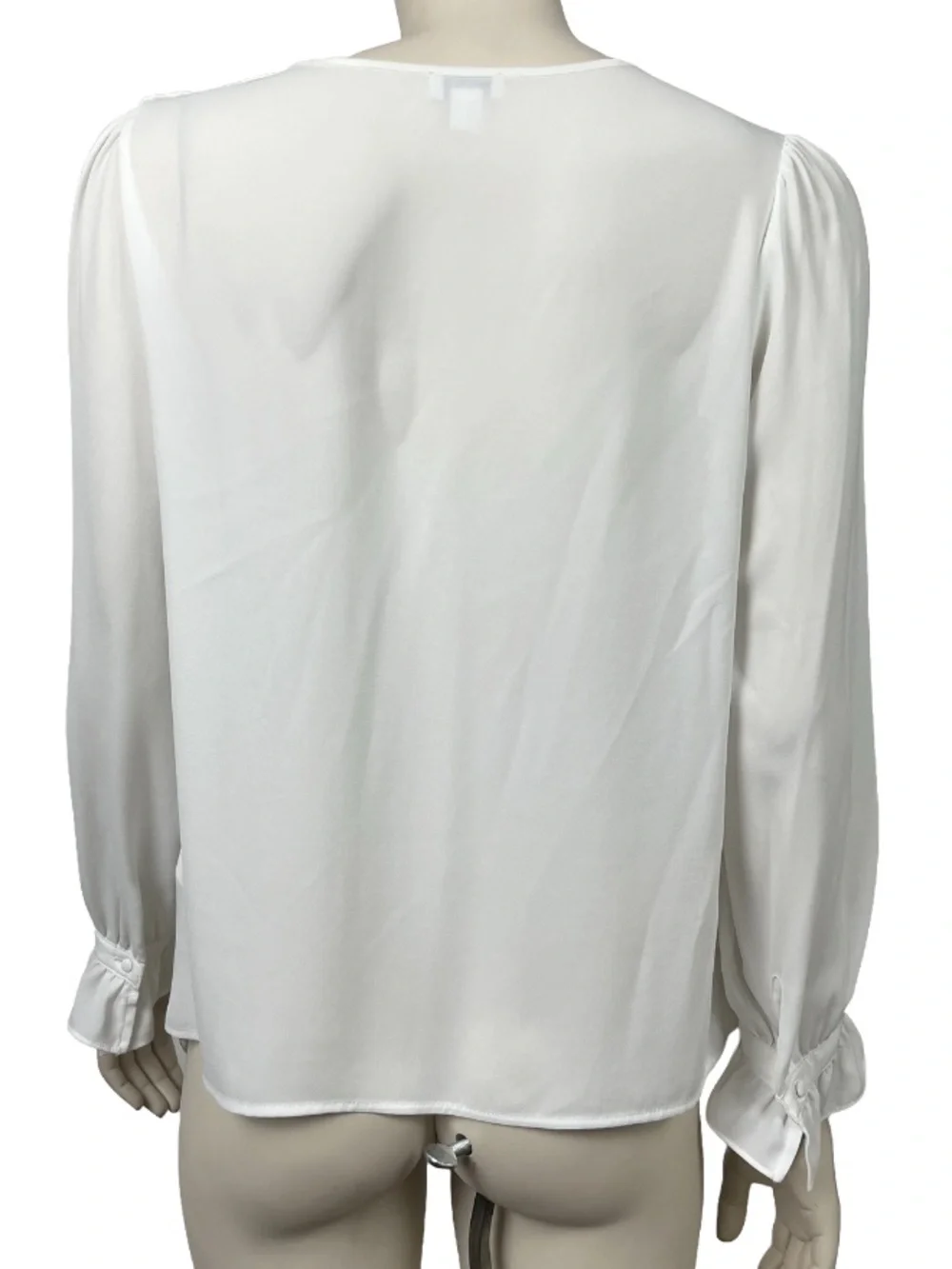 J. Crew Factory‎ Ivory Button Shoulder Ruffle Neck Blouse